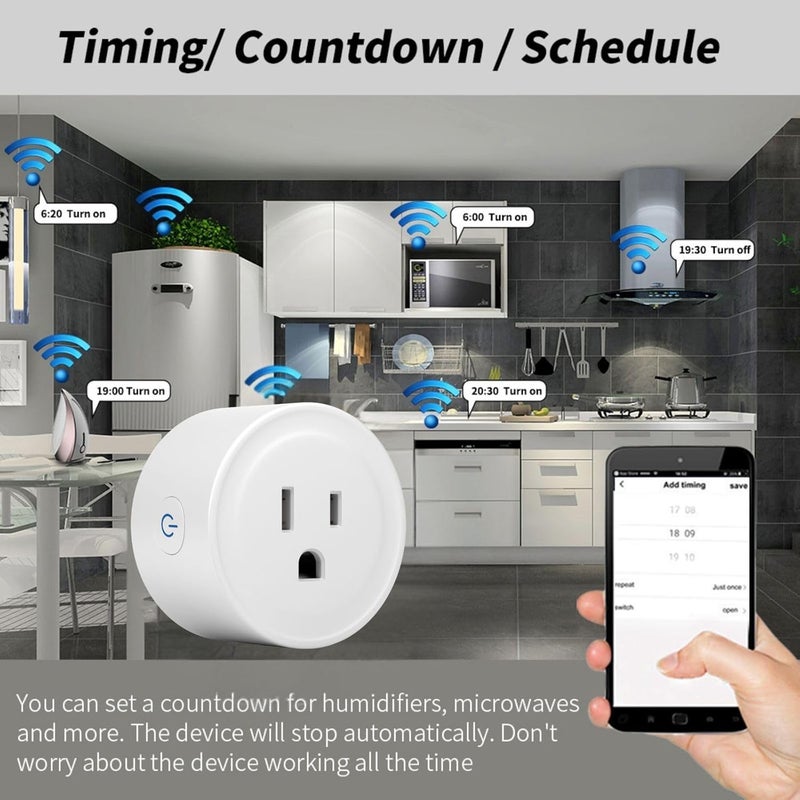 Sanofuturion WiFi Smart Plug | Compatible with Alexa & Google Home | WiFi Outlet for Remote Control & Timer and Schedule Function | No Hub Required | Safety Certified (4Pack) - Image 4